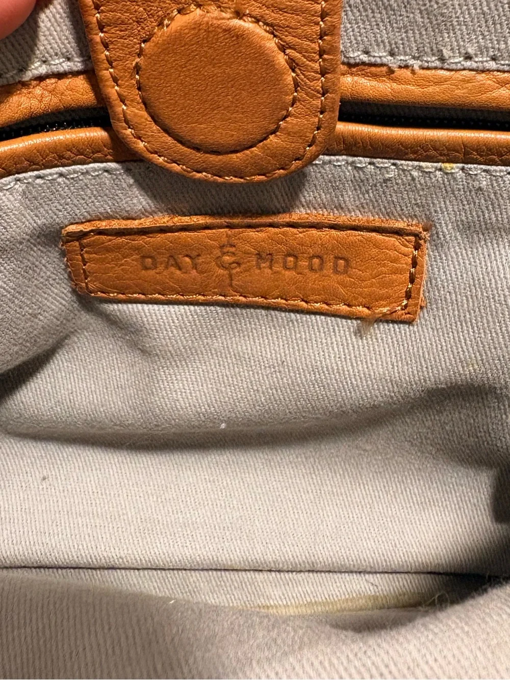Anthropologie Day & Mood Tooled Tan Leather Crossbody Bag Purse - Picture 7 of 8